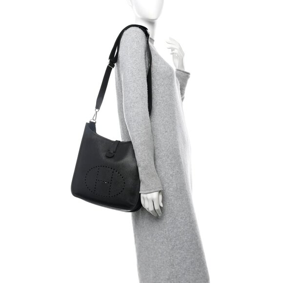 Hermes Epsom Evelyne III PM Black Shoulder Bag Tote - Picture 3 of 9